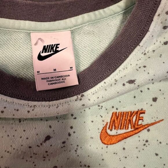Nike Kids Mint Green Gray Splatter Print Sweatshirt M Unisex - Picture 5 of 6